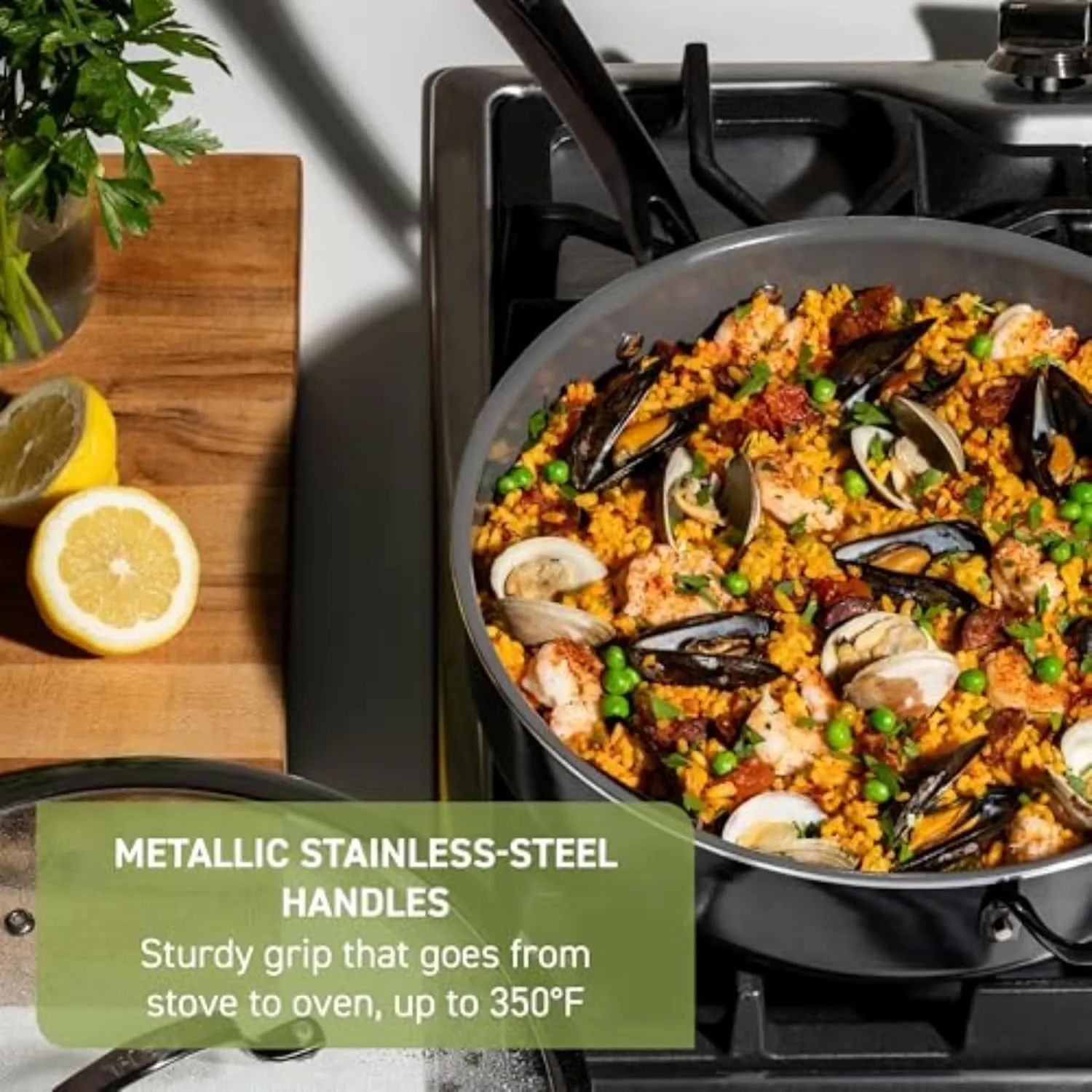 T-Fal Preserve Ceramic, Ceramic Non Stick Fry Pan Set 2 Piece, 8.5 & 11-Inch, Oven Broiler Safe 350F, Perfect For Frying, Sautéing, & Searing w/Little To No Oil, Nonstick Skillets, Pans Set, Black