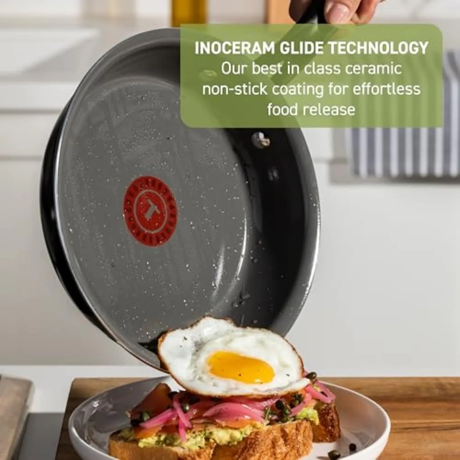 T-Fal Preserve Ceramic, Ceramic Non Stick Fry Pan Set 2 Piece, 8.5 & 11-Inch, Oven Broiler Safe 350F, Perfect For Frying, Sautéing, & Searing w/Little To No Oil, Nonstick Skillets, Pans Set, Black