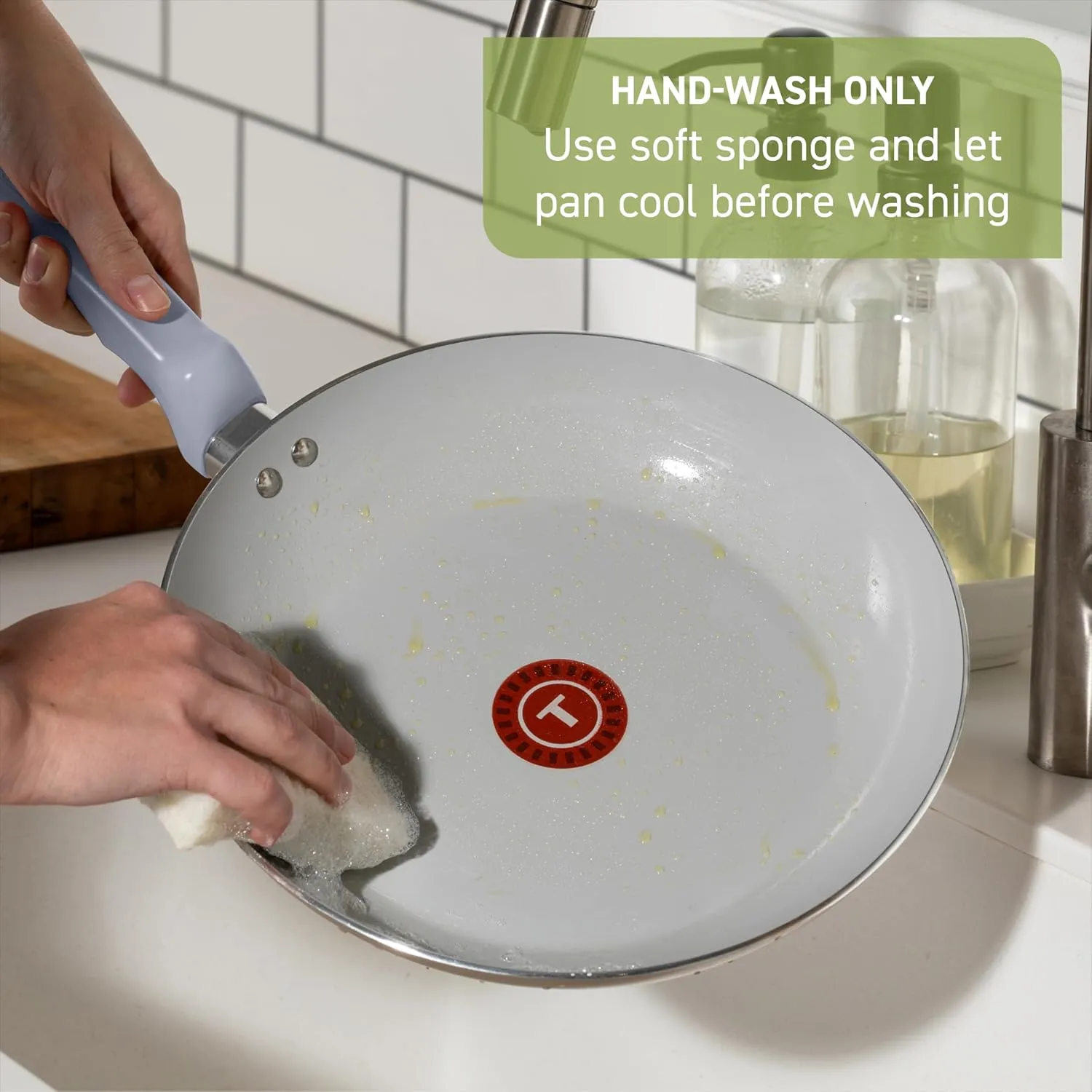 T-Fal Refresh Ceramic Nonstick Frying Pan Skillet 12-inch, Made without PFOA and PTFE, Oven and Broiler Safe up to 350°F Cookware, Frying Pan, Stay-Cool Handle, Skillet Pots and Pans, Moon Grey