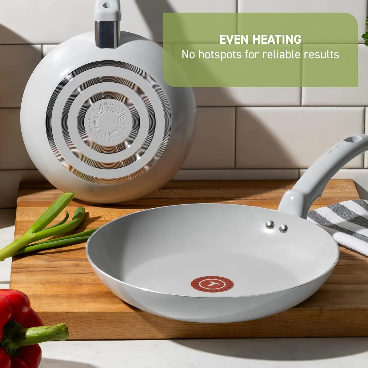 T-Fal Refresh Ceramic Nonstick Frying Pan Skillet 12-inch, Made without PFOA and PTFE, Oven and Broiler Safe up to 350°F Cookware, Frying Pan, Stay-Cool Handle, Skillet Pots and Pans, Moon Grey