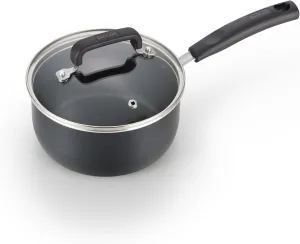 T-fal Signature Non Stick Sauce Pan w/Glass Lid 3 Quart, Oven Broiler Safe 350F, Scratch Resistant, Comfortable handle, Versatile & Convenient, Cookware, Pots and Pans, Dishwasher Safe, Black