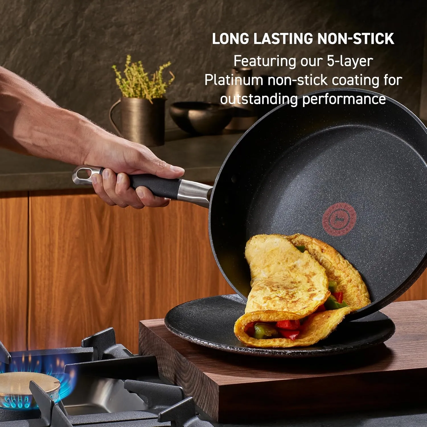 T-fal Stone Force Platinum Non Stick Cookware Set 12 Piece, Oven Broiler Safe 400°F, Kitchen Cooking Set w/Fry Pans, Saucepans, Dutch Oven, Tools, Steamer Insert, Lids, Cookware, Dishwasher Safe Black