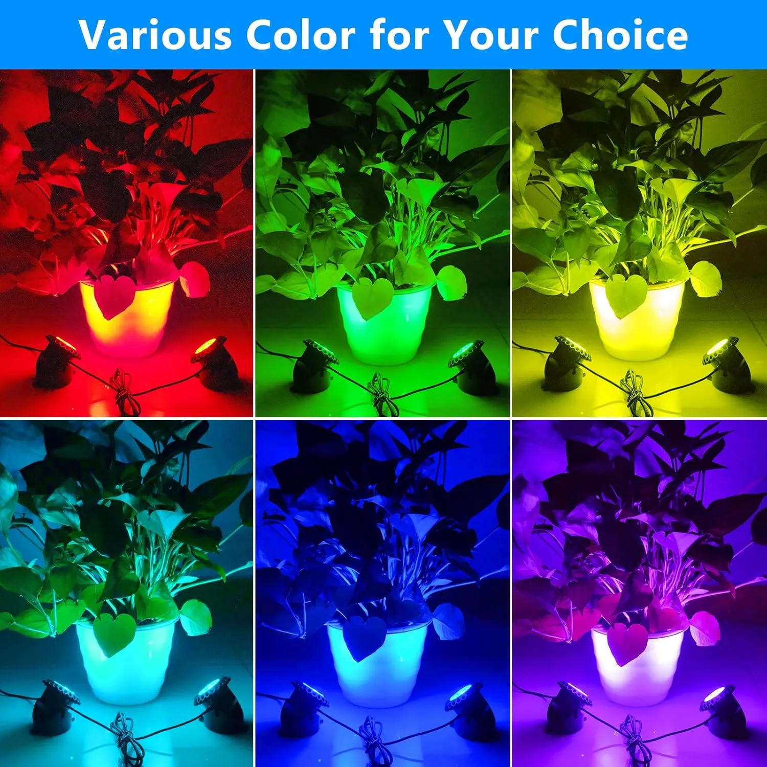 T-SUN Solar Pond Lights, 2 Headlamp RGB LED Spotlights, Underwater Submersible Fountain Lights Solar Fish Tank Light for Garden Fountain, Pond, Pool Decoration