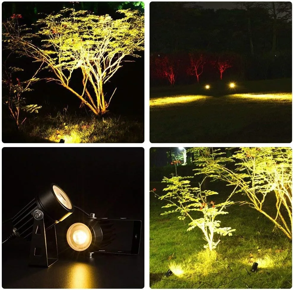 T-SUN Solar Spotlights 2W Outdoor LED Landscape Spot Light, 2-in-1 Waterproof Solar Powered Wall Lights Auto ON/Off with Dual Headlamp for Garden, Yard, Pathway(Warm White)