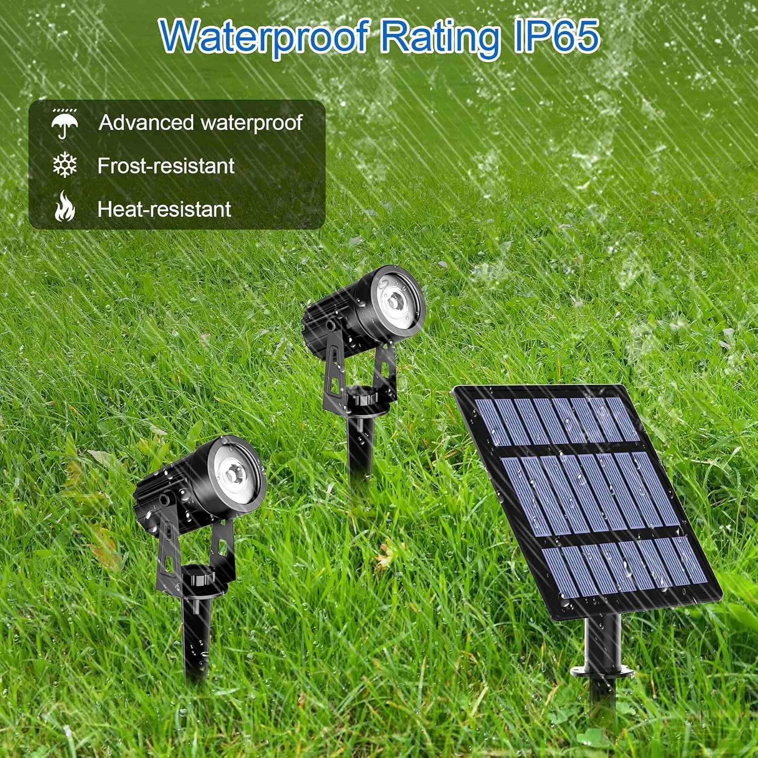 T-SUN Solar Spotlights 2W Outdoor LED Landscape Spot Light, 2-in-1 Waterproof Solar Powered Wall Lights Auto ON/Off with Dual Headlamp for Garden, Yard, Pathway(Warm White)