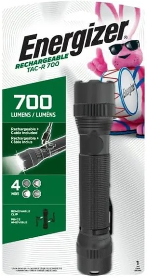 TAC-R 700 Rechargeable Flashlight with Micro-USB Charging Cable, High, Medium, Low and Emergency Strobe Modes for Adjustable Lighting