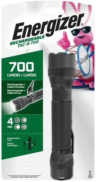 TAC-R 700 Rechargeable Flashlight with Micro-USB Charging Cable, High, Medium, Low and Emergency Strobe Modes for Adjustable Lighting