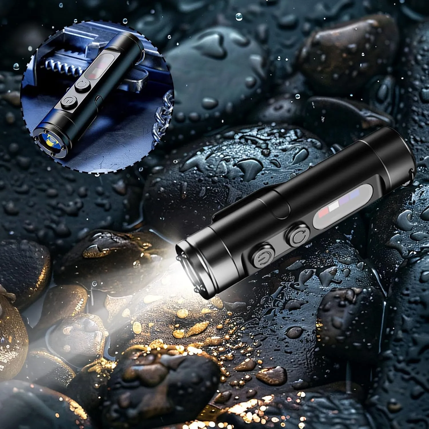 Taclite Mini – The Ultimate Everyday Micro Tool, Priormer Flashlight, Taclite Mini Rechargeable LED Magnetic Super Bright Tactical Flashlight with Hat Clip, Waterproof, 3 Brightness (Black)