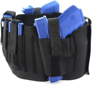 Tactical Belly Band Holster - 6" Wide, 2 Guns, 4 Mags, Flashlight and Accessory Pocket - CCW - Concealed Carry, Gun Holster - Mag Holster - Waist or Chest, Black - Made in The USA
