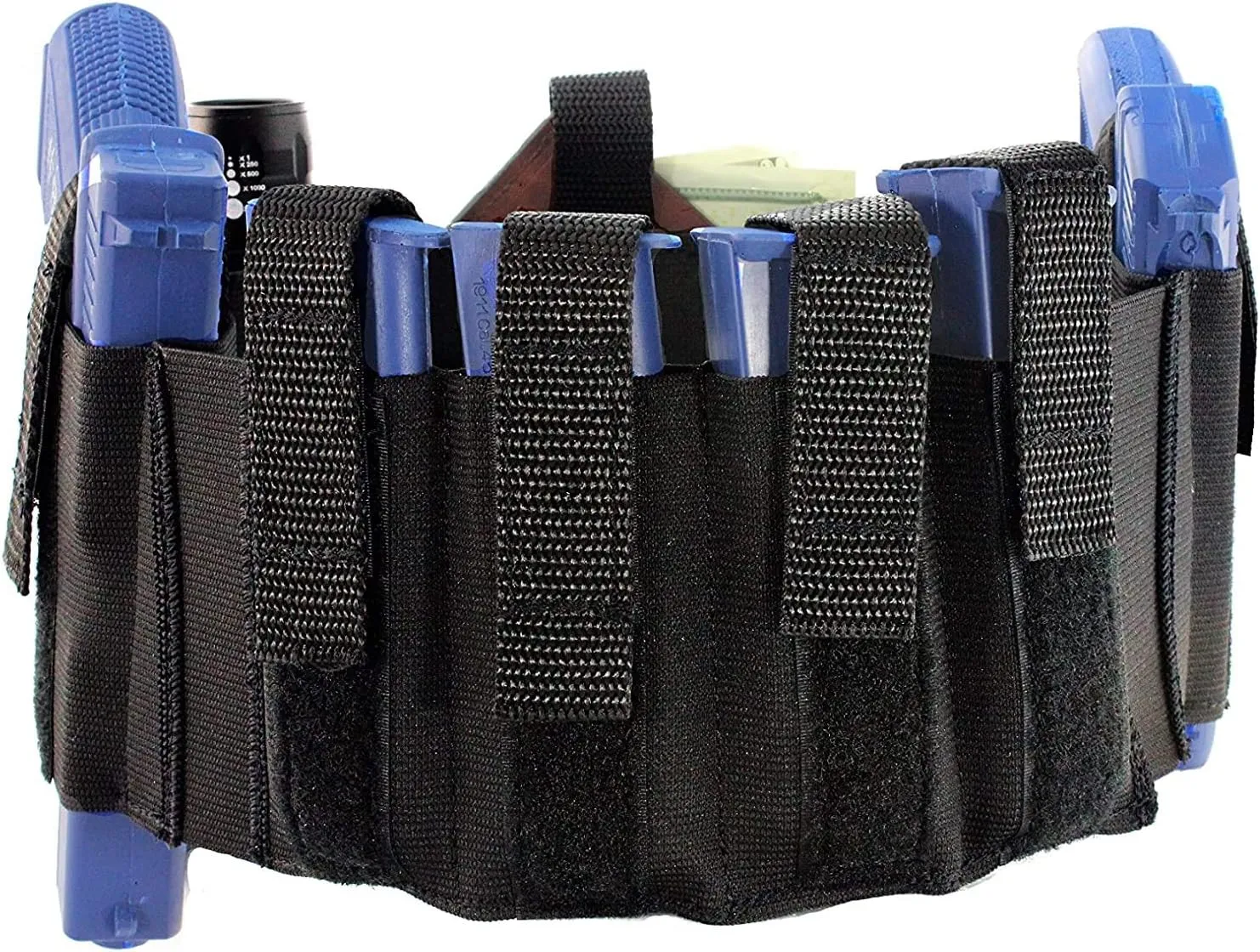 Tactical Belly Band Holster - 6" Wide, 2 Guns, 4 Mags, Flashlight and Accessory Pocket - CCW - Concealed Carry, Gun Holster - Mag Holster - Waist or Chest, Black - Made in The USA