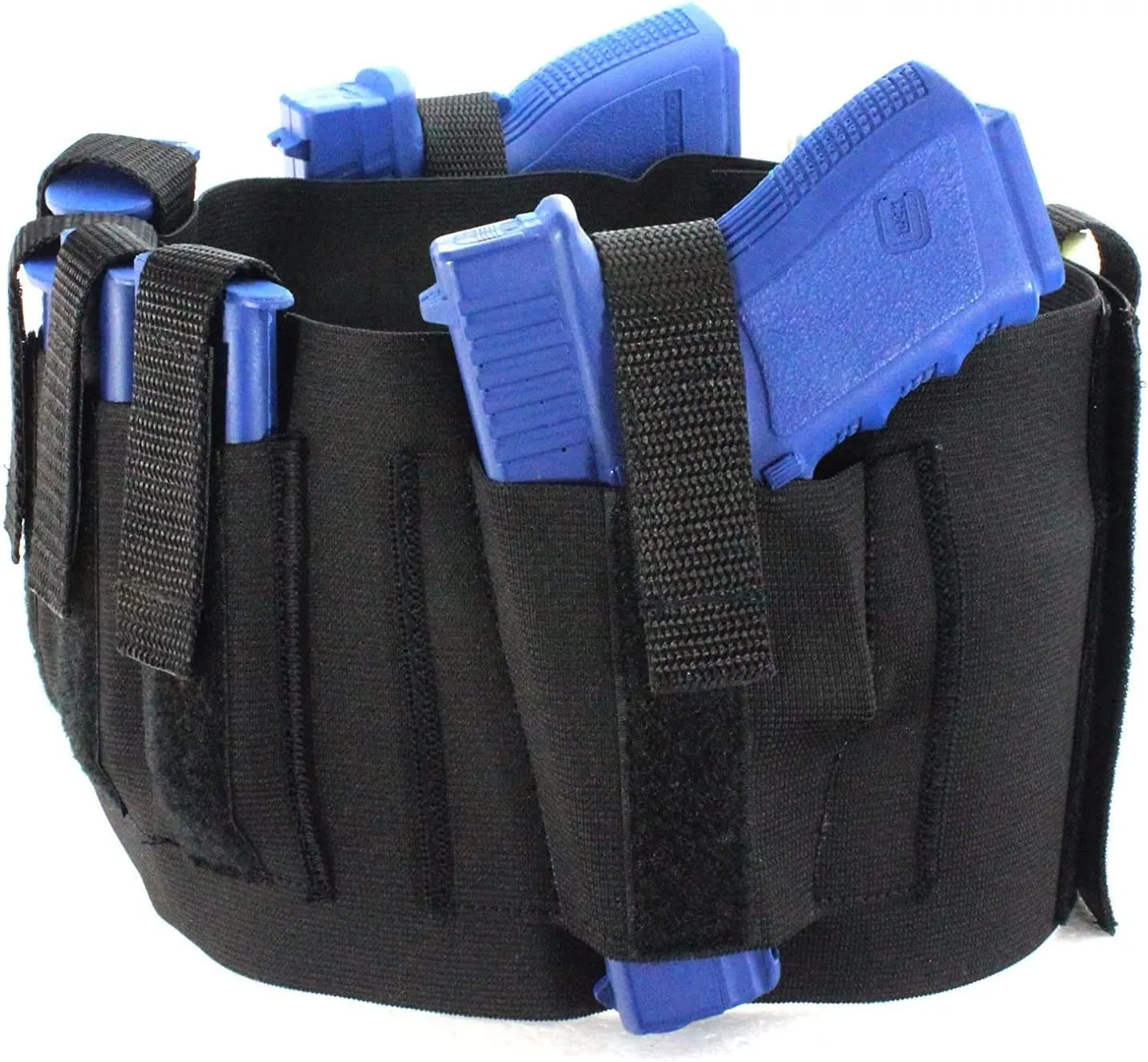 Tactical Belly Band Holster - 6" Wide, 2 Guns, 4 Mags, Flashlight and Accessory Pocket - CCW - Concealed Carry, Gun Holster - Mag Holster - Waist or Chest, Black - Made in The USA