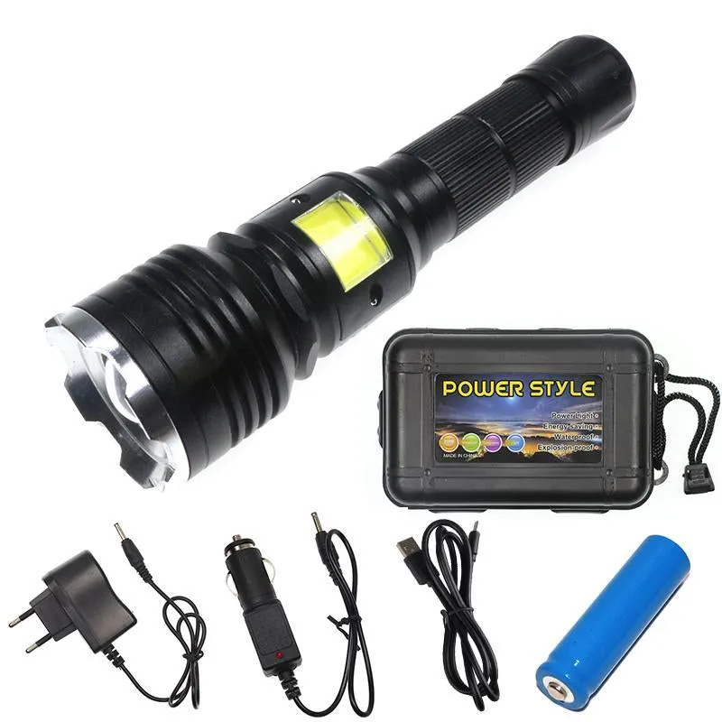 Tactical Elite Rechargeable Flashlight with COB LED Zoom 4 Modes