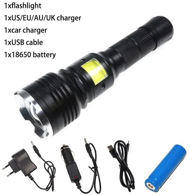 Tactical Elite Rechargeable Flashlight with COB LED Zoom 4 Modes