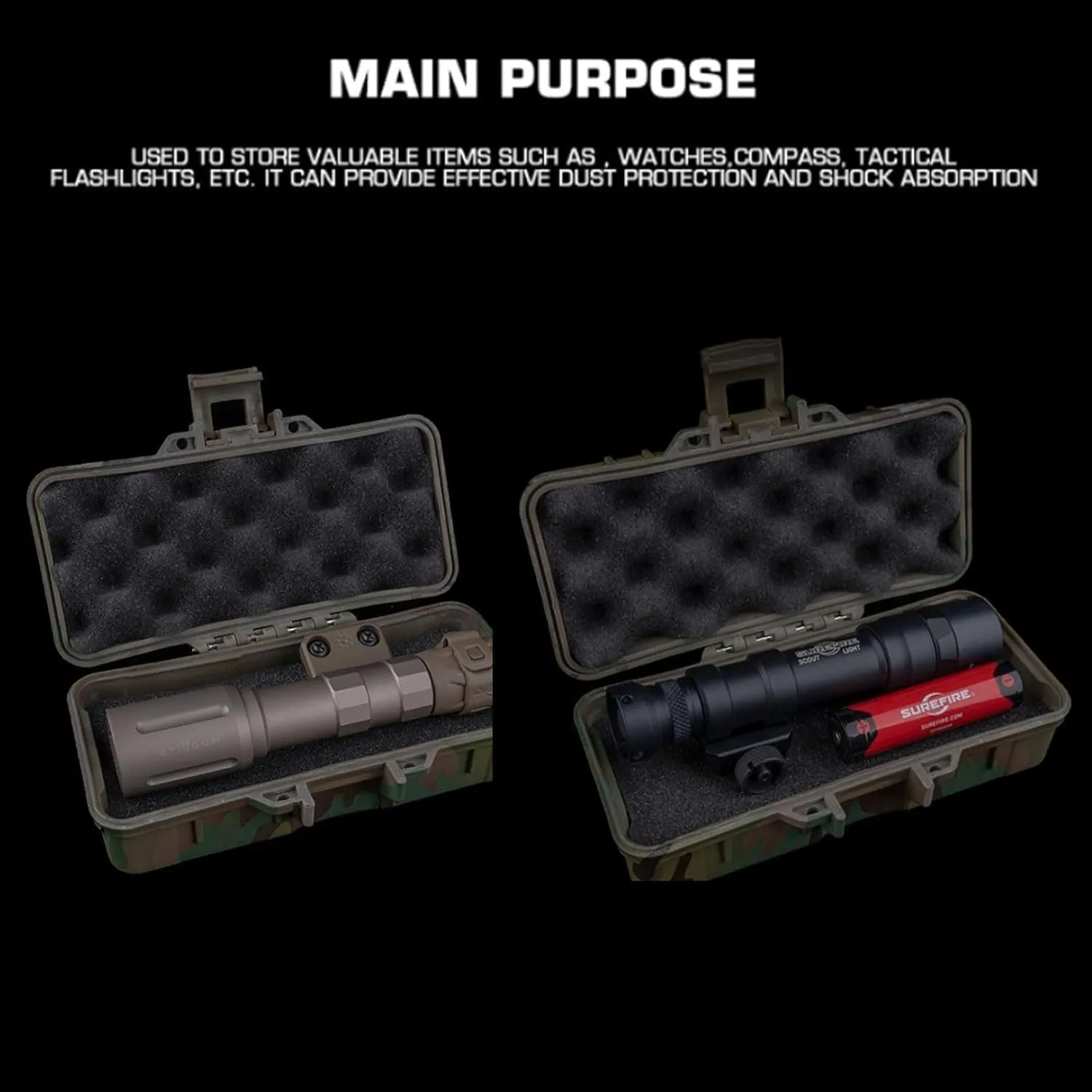 Tactical Equipment Storage Box (15.2 * 6.3cm) for Tactical Flashlight, Watch, Compass Protective Case