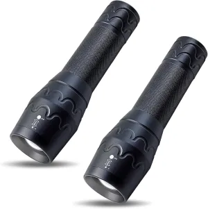 Tactical Flashlight 3000 Lumens - Zoomable, Waterproof, Single Mode LED Flashlights for Camping, Hiking, Emergency,2-Pack