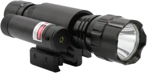 Tactical Flashlight and Red Laser Dot Sight Scope Combo with Pressure Switch, Charger and Battery, fits for 20mm Picatiny/Waver Rail System