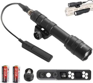Tactical Flashlight Mloc Flashlight with Remote Pressure Switch and Mloc Mount, Picatinny Mount (600)