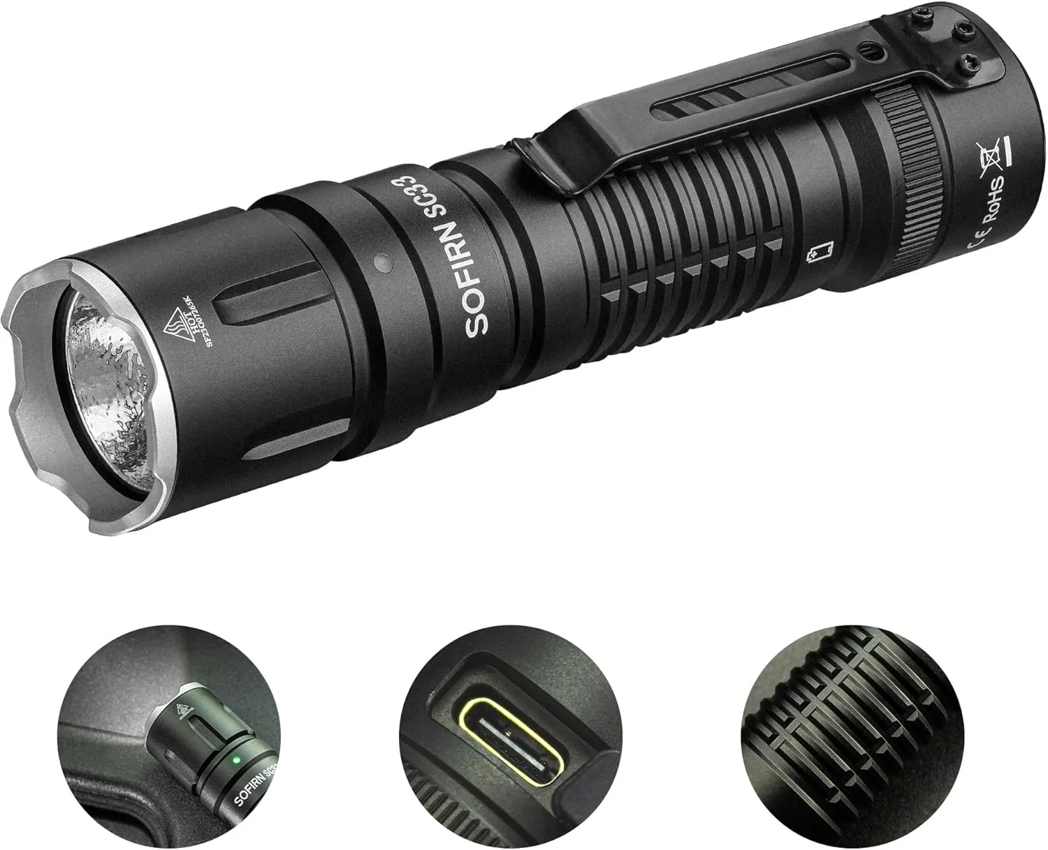 Tactical Flashlight Rechargeable Flashlights High Lumens - Sofirn SC33 Super Bright Flashlight 5200 Lumens, Powerful Flashlight High Powered, Waterproof LED Flashlights for Home Camping Dog Walking