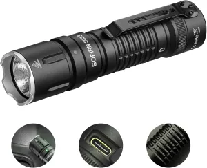 Tactical Flashlight Rechargeable Flashlights High Lumens - Sofirn SC33 Super Bright Flashlight 5200 Lumens, Powerful Flashlight High Powered, Waterproof LED Flashlights for Home Camping Dog Walking
