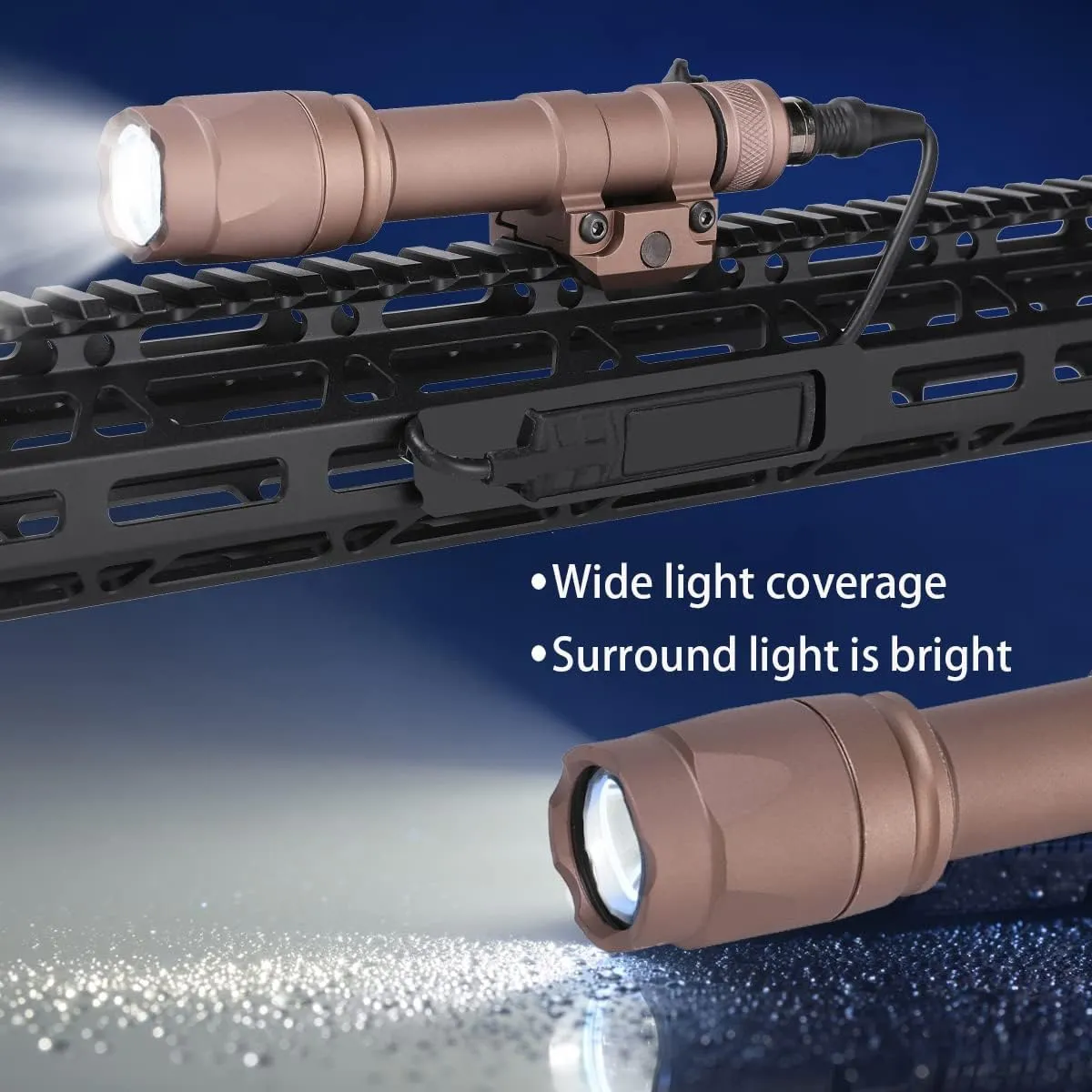 Tactical Flashlight Rifle Weapon Light M600C Mlok Flashlight LED White Light Tactical Light with Pressure Switch Tan