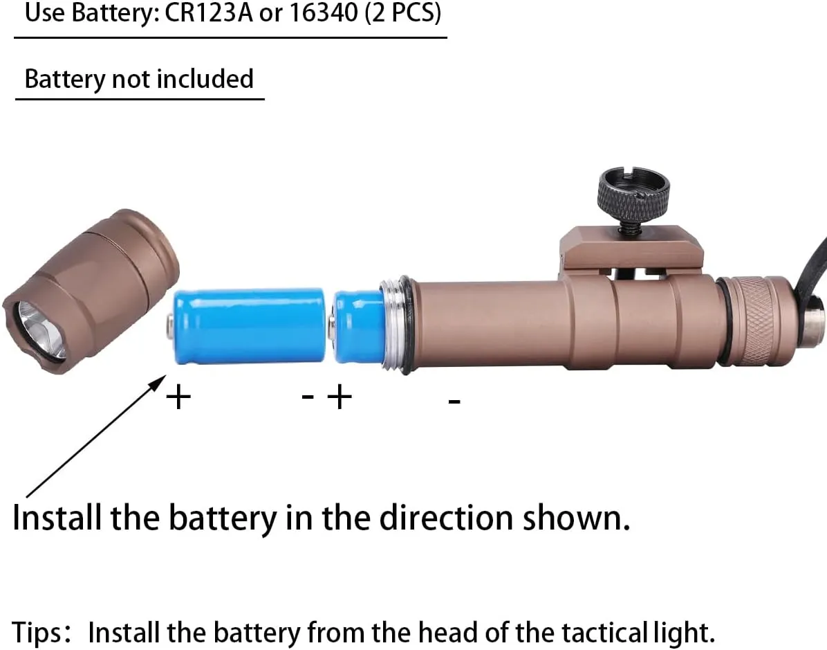 Tactical Flashlight Rifle Weapon Light M600C Mlok Flashlight LED White Light Tactical Light with Pressure Switch Tan