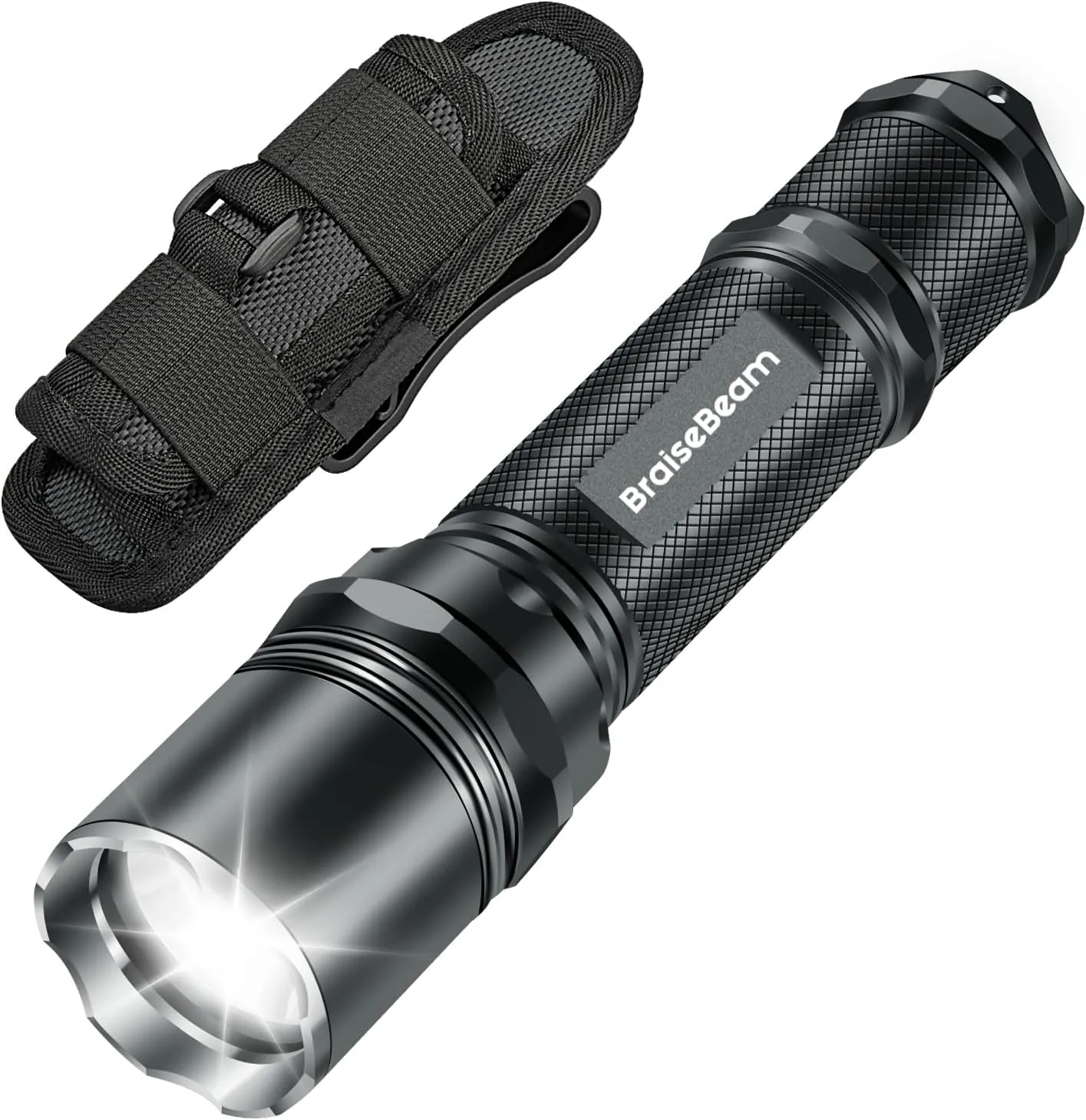 Tactical Flashlight with Holster for Duty Belt, 1200 High Lumens Police Flashlight with Belt Holster, Single Mode Security Law Enforcement Flashlights M6