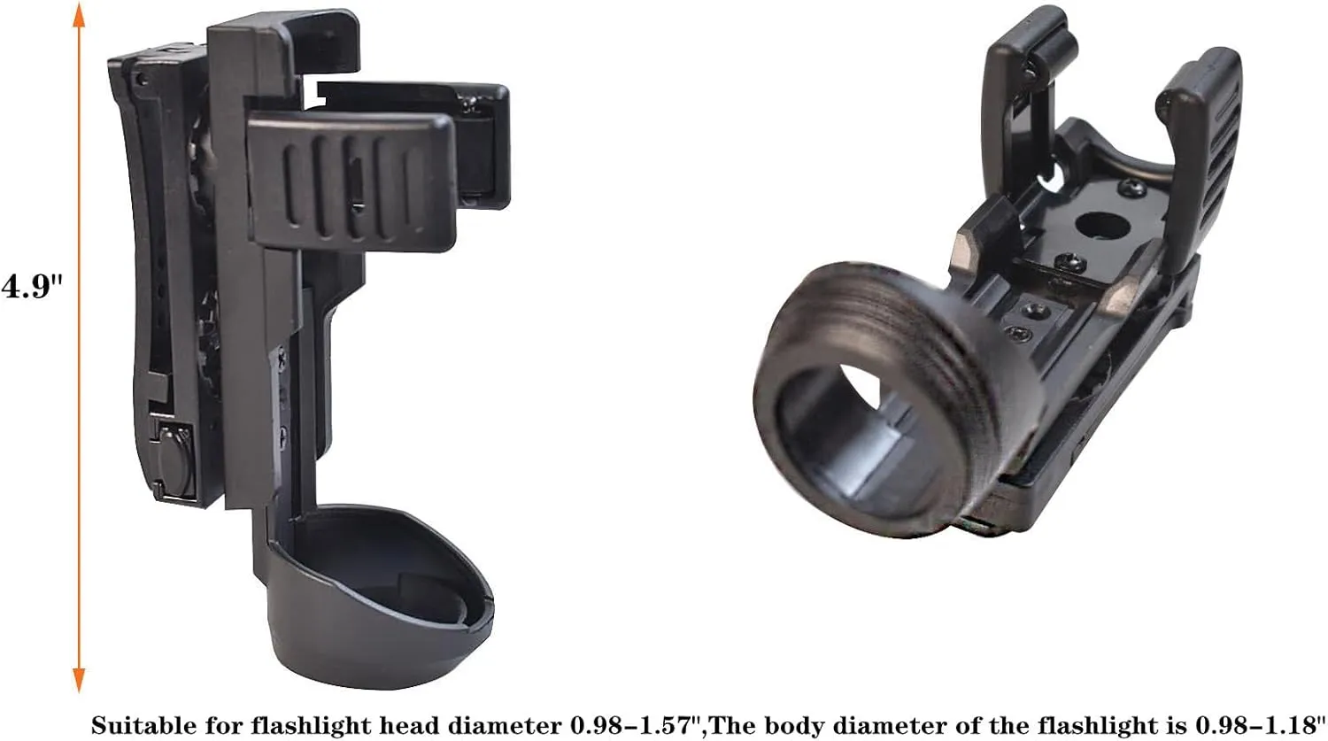 Tactical Flashlight/Baton Holster, Rotatable Duty Belt Flashlight Holder, Suitable for 0.9"-1.2" Diameter Flashlights,21” to 26” Telescopic Baton