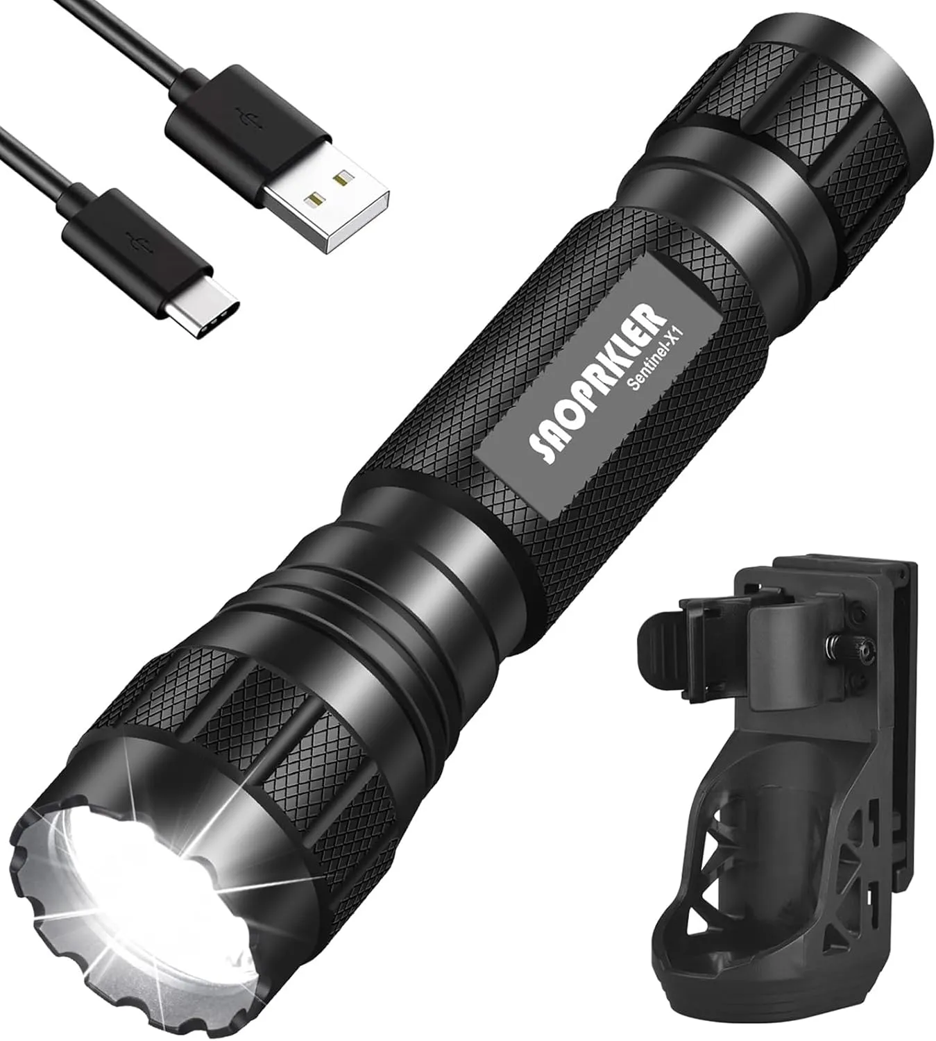 Tactical Flashlights High Lumens-1200 LM Police Flashlight with Holster for Duty Belt,Single Mode LED Flashlight for Camping/Law Enforcement-Sentinel-X1