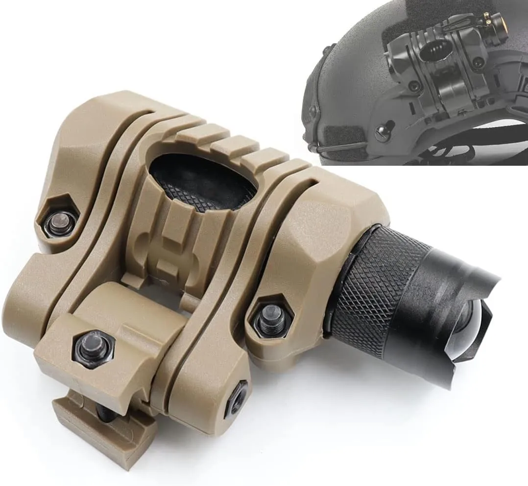 Tactical Helmet Light with Mount Mini LED Helmet Flashlight 300 lumens with Strobe, Fits 20mm Picatinny Rail Mount (Brown)