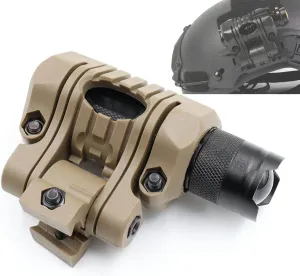 Tactical Helmet Light with Mount Mini LED Helmet Flashlight 300 lumens with Strobe, Fits 20mm Picatinny Rail Mount (Brown)