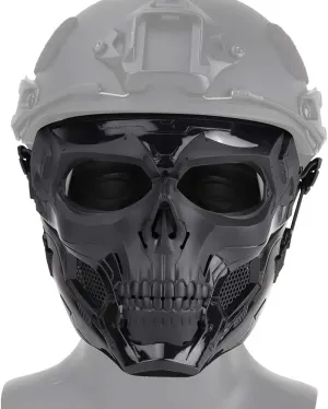 Tactical PJ Helmet and Airsoft Skull Full Face Protective Mask, Dual Mode Wear Design for Airsoft Paintball CS Game