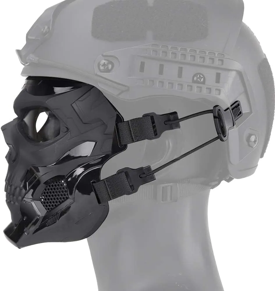 Tactical PJ Helmet and Airsoft Skull Full Face Protective Mask, Dual Mode Wear Design for Airsoft Paintball CS Game