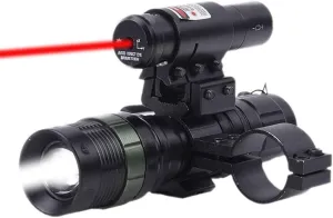 Tactical Red Laser Dot Sight   LED Zoomable Flashlight with Rings Mount Combo for Rifle Shotgun