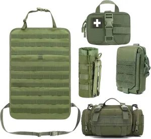 Tactical Seat Back Organizer, Od Green Molle Seat Covers, Tactical Car Vehicle Panel with Pouches for Truck Seat Back Organizers