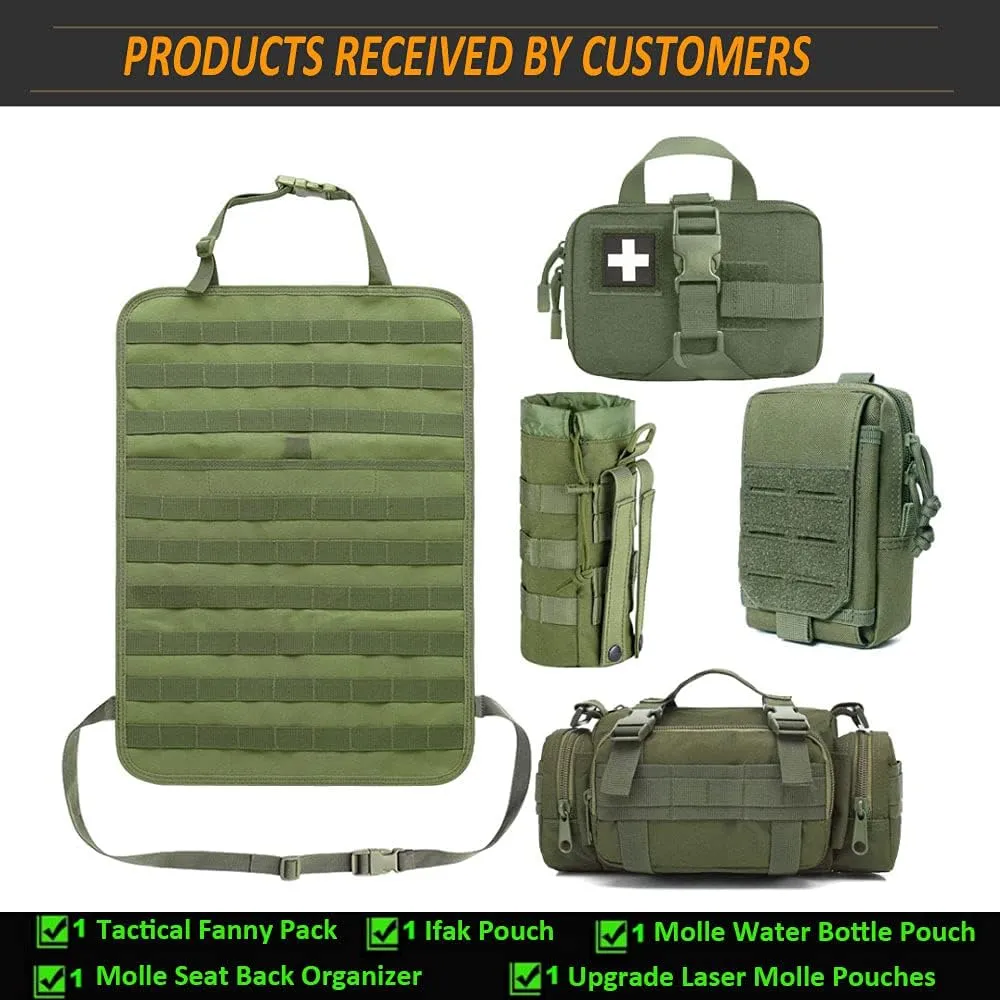 Tactical Seat Back Organizer, Od Green Molle Seat Covers, Tactical Car Vehicle Panel with Pouches for Truck Seat Back Organizers