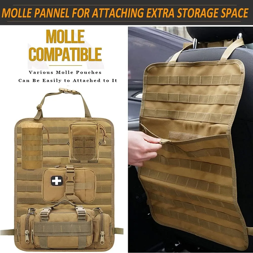 Tactical Seat Back Organizer, Od Green Molle Seat Covers, Tactical Car Vehicle Panel with Pouches for Truck Seat Back Organizers