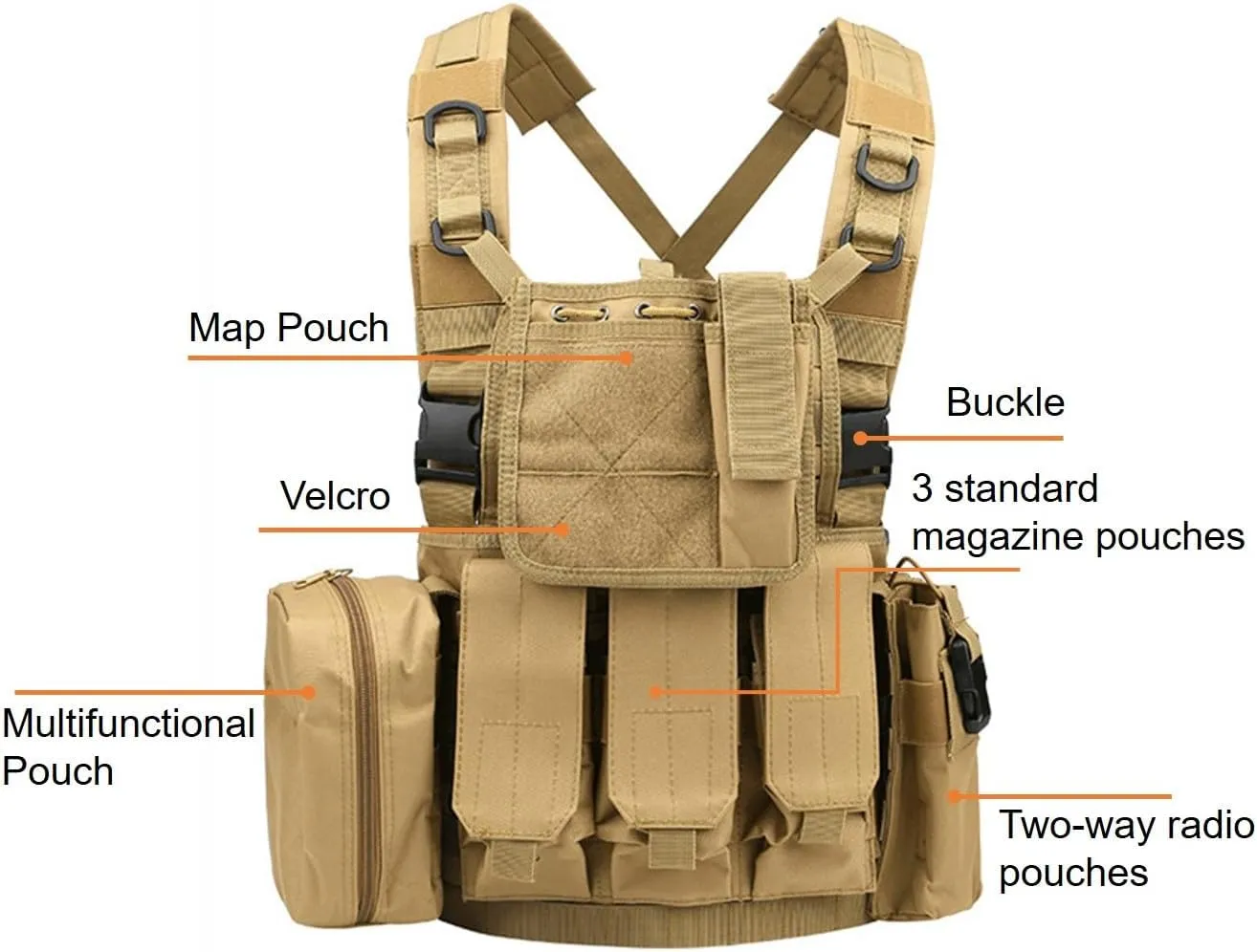 Tactical Vest Survival Training Hunting Vest Outdoor Safety Protection Available Cosplay Adjustable 2WAY