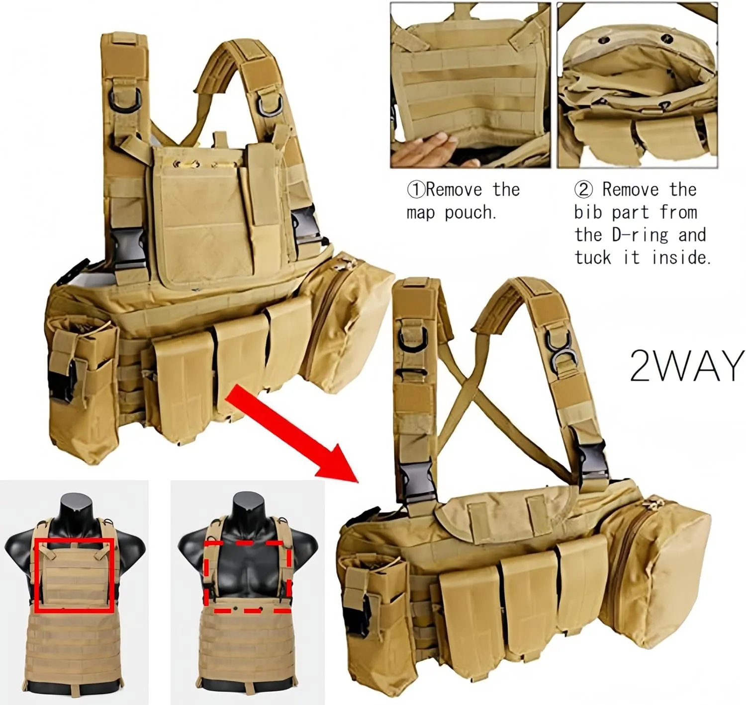Tactical Vest Survival Training Hunting Vest Outdoor Safety Protection Available Cosplay Adjustable 2WAY