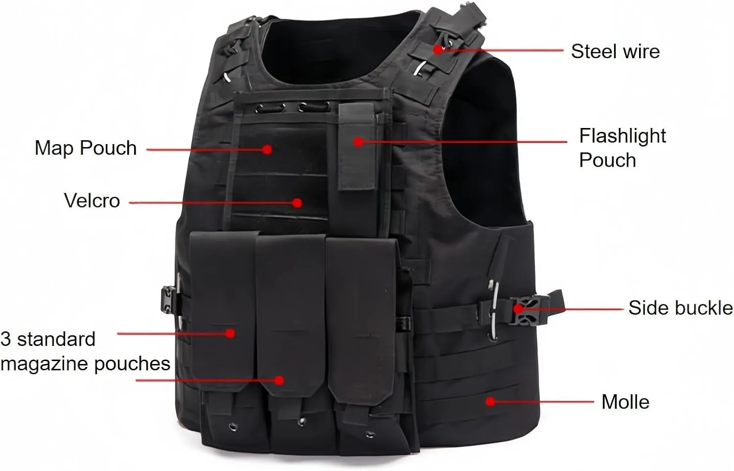 Tactical Vest Survival Vest Adjustable Oxford Cloth Available for Cosplay Training Outdoor Safety Protection Hunting