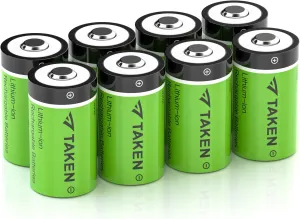 Taken CR123a Battery 123 Batteries Lithium [CAN BE RECHARGED] 3.7V Batteries 8 Pack Compatible for Arlo Cameras (VMC3030/VMK3200/VMS3330/3430/3530), Flashlight, Microphone