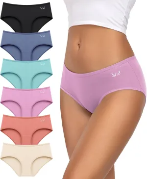 TANSTC Womens Underwear Low Rise Cotton Hipster Panties Soft Stretch Briefs Breathable Ladies Underpants 6 Pack