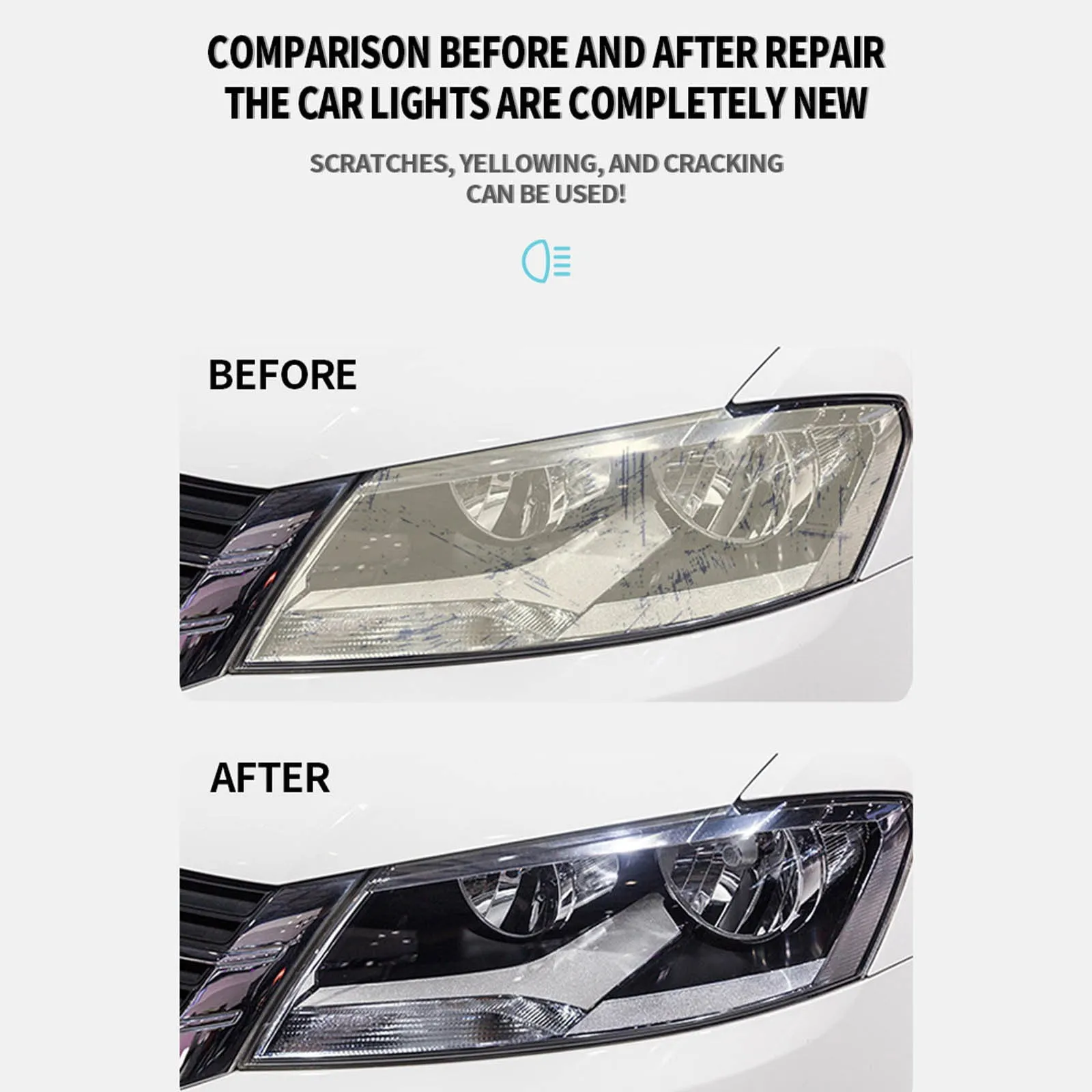Teissuly Car Headlight Restoration Spray, Headlight Restorer Liquid Spray, Headlamp Brightener Car Care Repair Kit, UVResistant & Effective Headlight Coating Spray 120ML