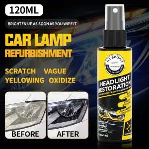 Teissuly Car Headlight Restoration Spray, Headlight Restorer Liquid Spray, Headlamp Brightener Car Care Repair Kit, UVResistant & Effective Headlight Coating Spray 120ML