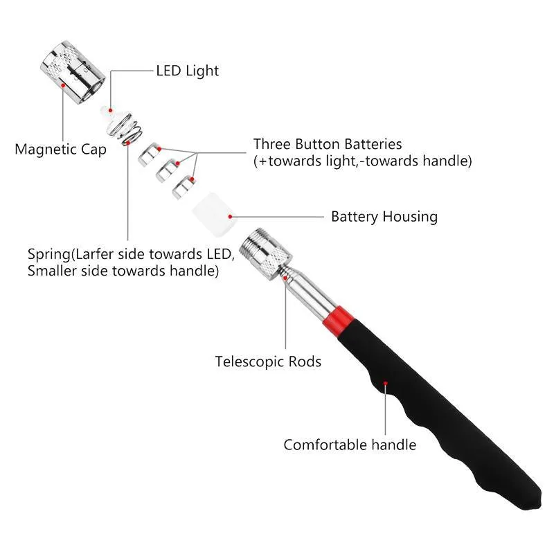 Telescoping Magnetic Extendable LED Flashlight