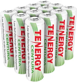 Tenergy AA Rechargeable Batteries 2000mAh Pre-Charged Low Self Discharge for Remote Controllers, Toys, Flashlight, Mouses, 12 Pack