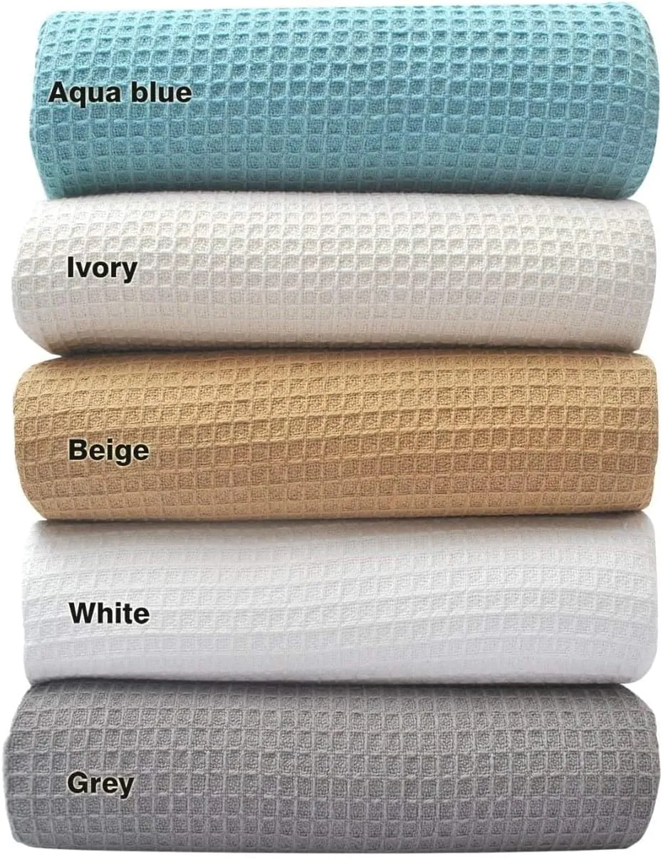 Tex Trend 100% Cotton Blanket – Soft and Breathable Twin XL Grey Waffle Blanket – All Season Comfort – Suitable for Bed Layering, Sofa, Couch - Grey (60”x90”)