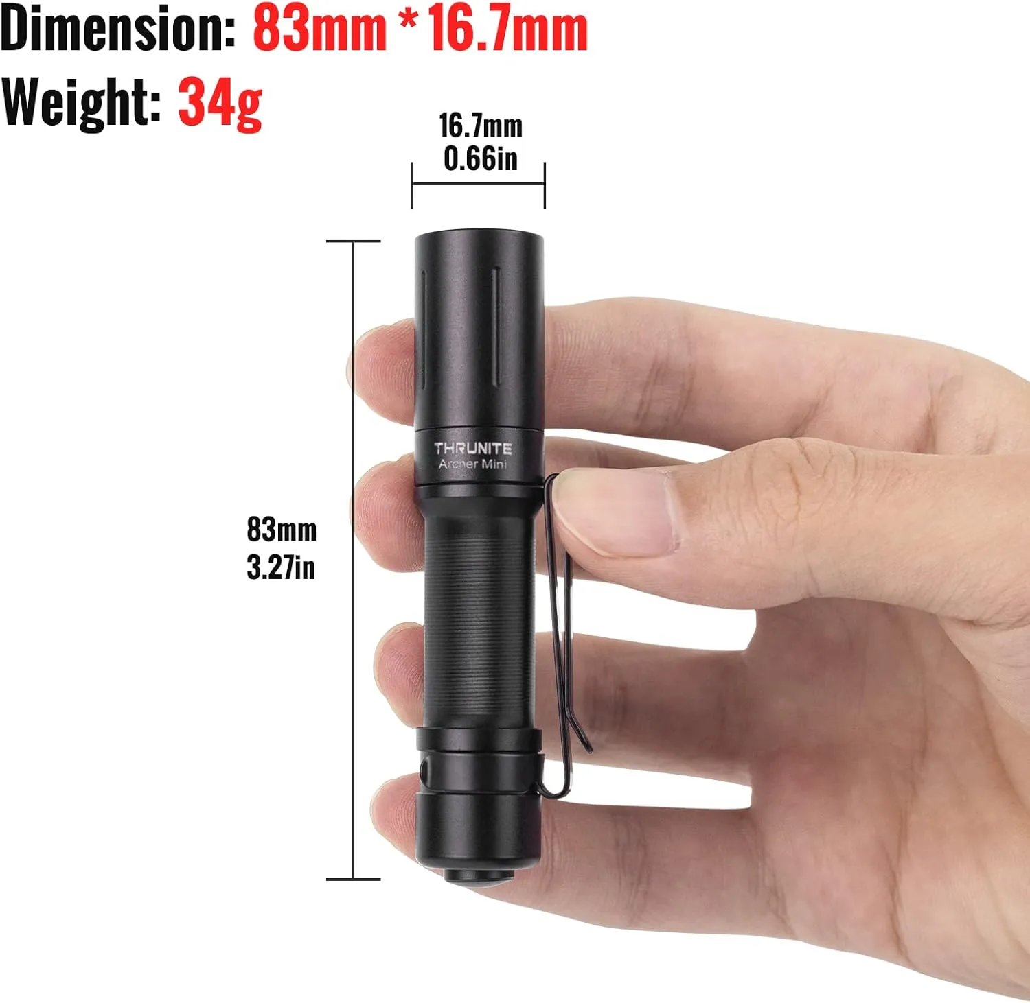 ThruNite EDC Small Flashlight Archer Mini, Max 405 Lumens USB-C Rechargeable Handheld Penlight Flashlights, NW