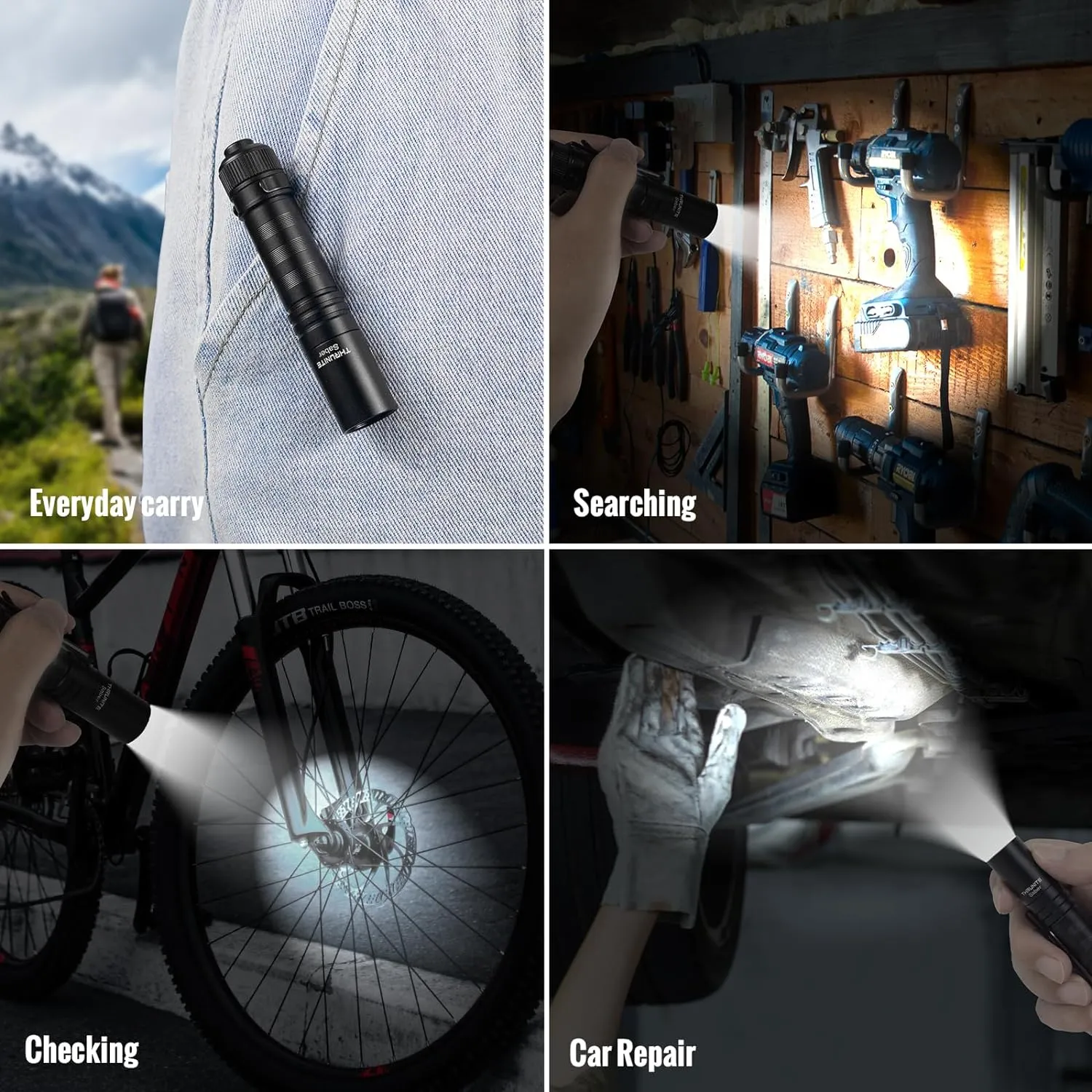 ThruNite Saber 659 Lumens AA Mini Flashlight Rechargeable, Small EDC Flashlight with Clip High-Performance SST20 LED Light, Black (2PCS)