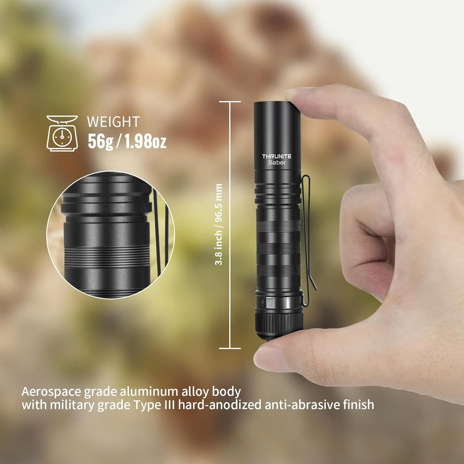 ThruNite Saber 659 Lumens Small EDC Flashlight AA Rechargeable, High Performance SST20 LED Mini Pocket Flashlight with Clip