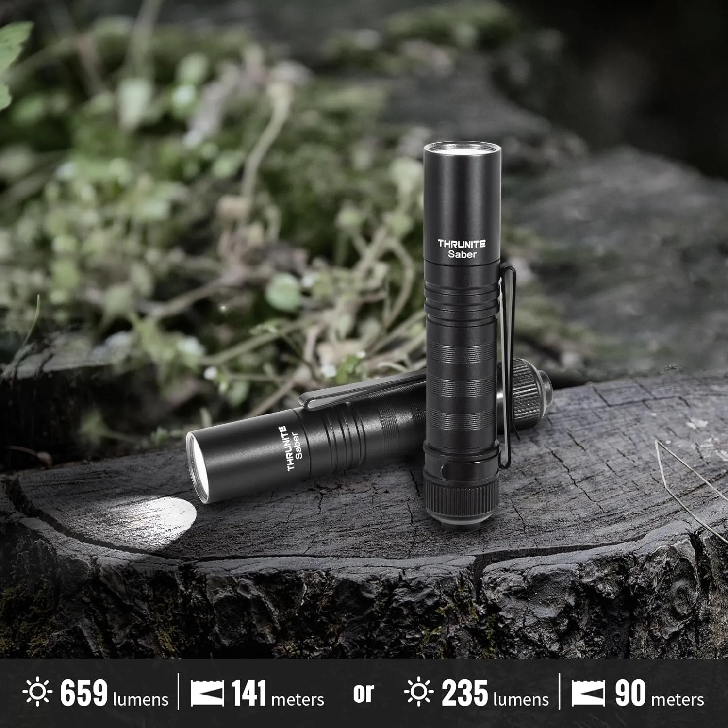 ThruNite Saber 659 Lumens Small EDC Flashlight AA Rechargeable, High Performance SST20 LED Mini Pocket Flashlight with Clip